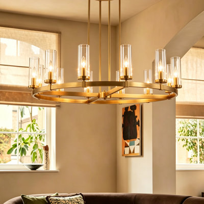 Lustre en roue de chariot à intensité variable 12 lumières pour salle à manger Andrade