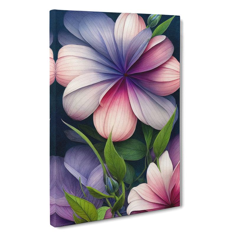 Blooming Flowers - Wall Art, Wrapped Canvas, 50cm H x 35cm W x 3cm D, No Matte