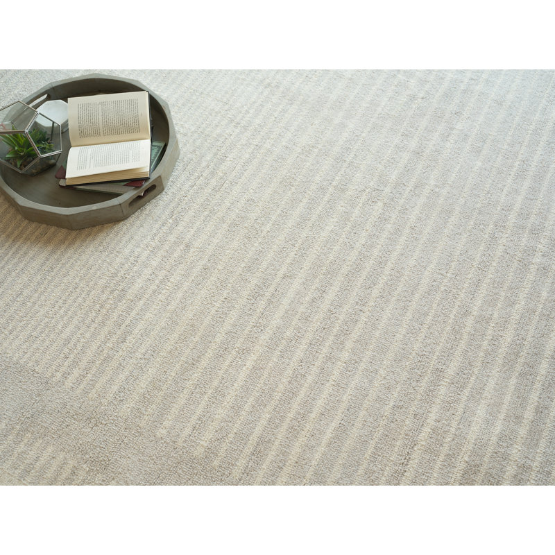 Dusseldorf hand-tufted New Zealand Wool Beige/Ivory Area Rug, Silver/Ivory, Rectangle 14' x 18'