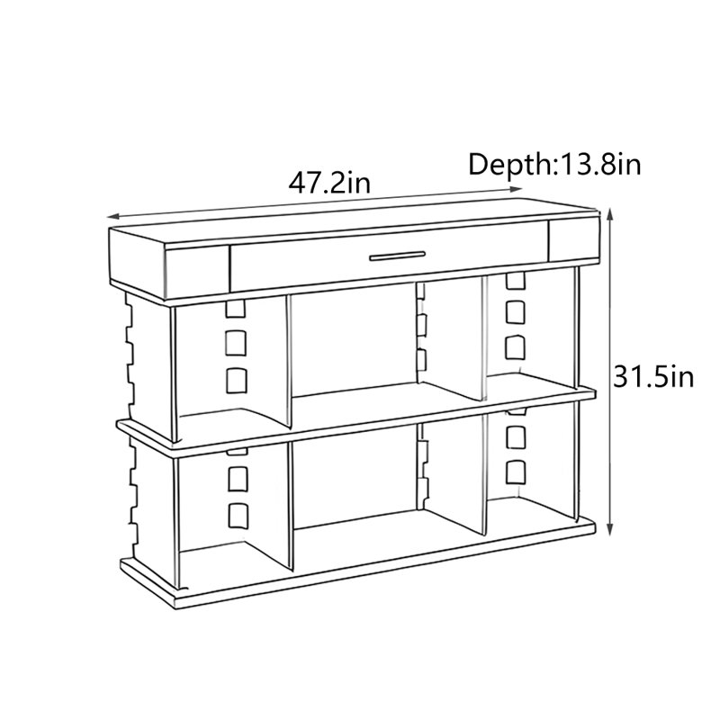 Console American Country Style, H 31,5 po x l 47,2 po x P 13,8 po