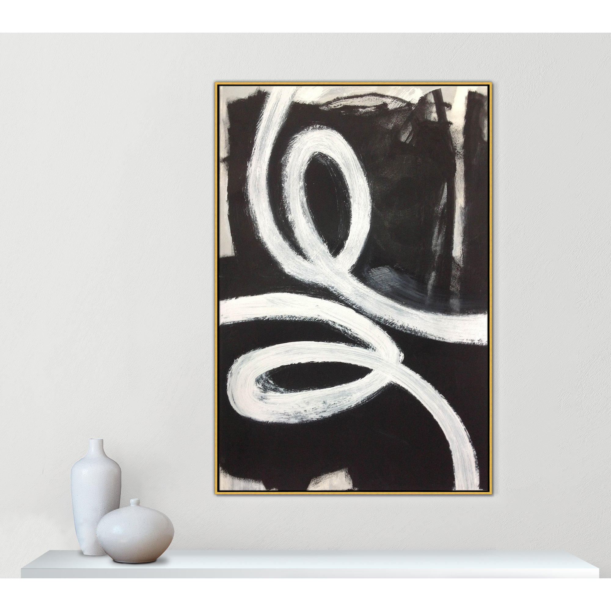 Ansonia Swirly Swirls I by , Gold Floater Framed, No, 61.5" H x 41.5" W x 2" D