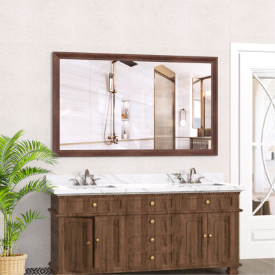 Très grand miroir de salle de bain rectangulaire 60 po x 36 po avec cadre en aluminium jaune et corail, vision à large portée, idéal pour la décoration intérieure surdimensionnée 60 po x 36 po