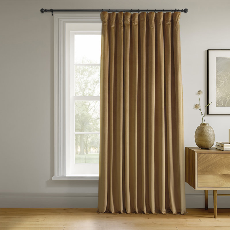 Olivia Velvet Blackout Curtain (1 Panel), 100" W x 120" L, Gold