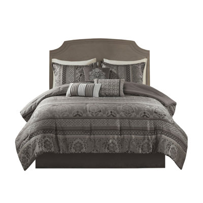 7 Piece Jacquard Comforter Set Grey