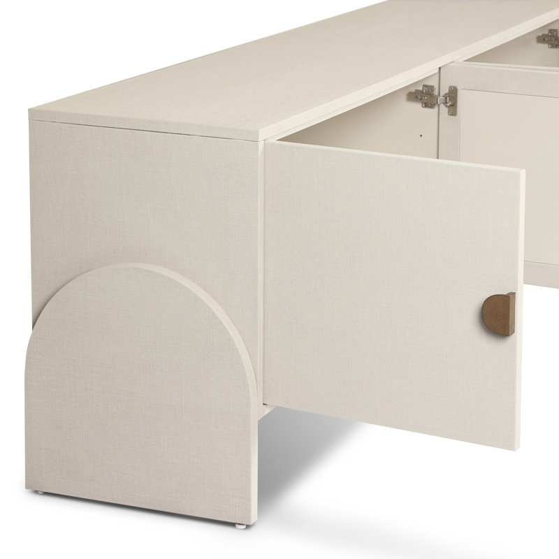 Cressida Media Console-Ivory Painted Linen, Ivory Painted Linen