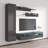 85" Modern Floating Wall Mounted Entertainment Center with 16-Color LED Lighting, High Gloss Finish-1838915715