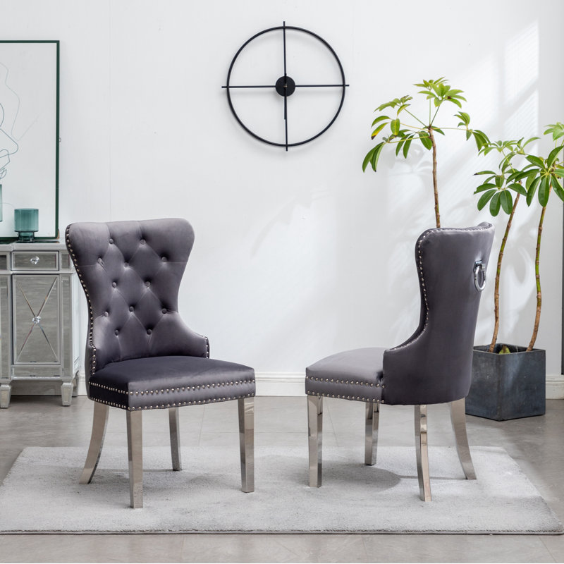 Chaise de salle à manger rembourrée Izzabelle, Gris