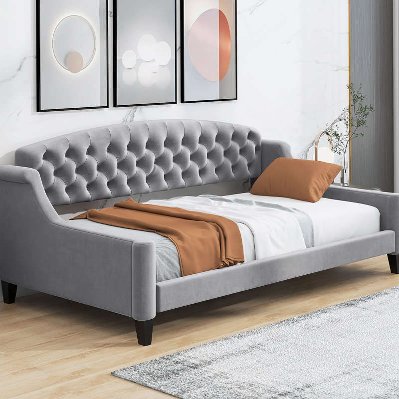 Modern Luxury Tufted Button Daybed,,Gray