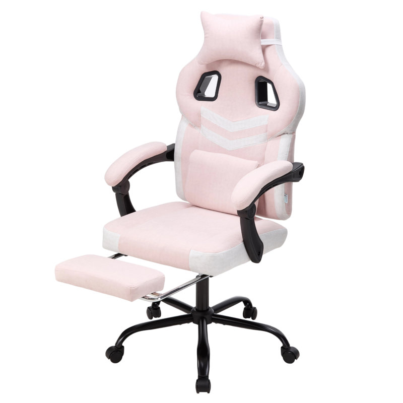 Metro Lane Swiveling PC & Racing Game Chair, Pink/White