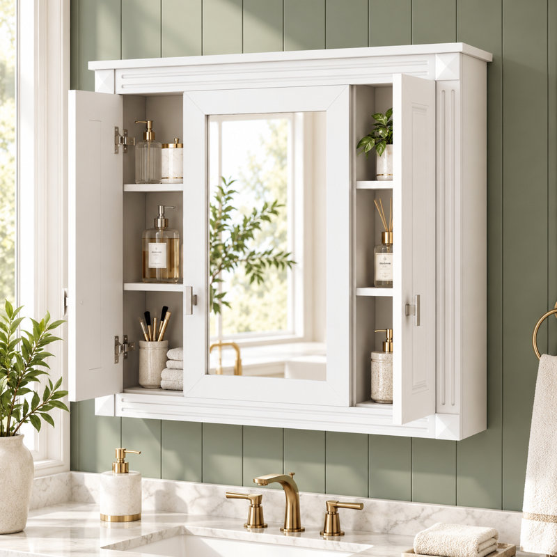 Bathroom Wall Cabinet with Mirror and 5 Shelves