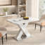 Table de salle à manger rectangulaire, extensible, plateau de table + pied de table en MDF en X avec base en métal