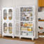 Armoire de rangement 61 po en métal avec 4 portes en verre et 4 tablettes réglables-1204544996