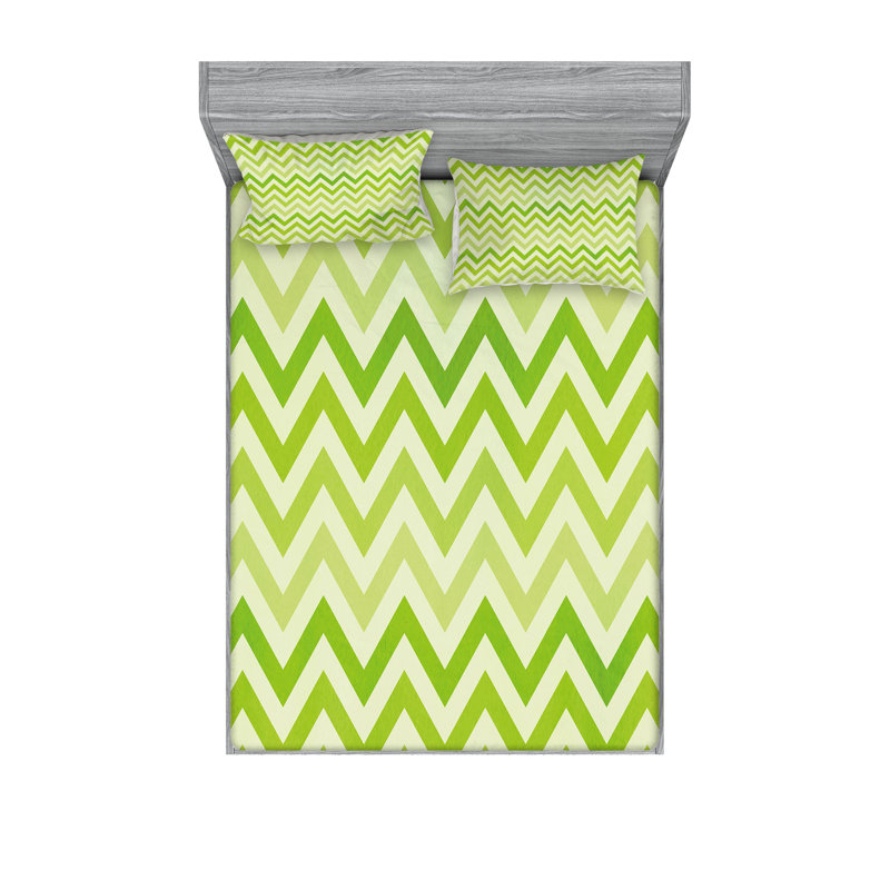 Drap-housse et coussin décoratif vert lime Ambesonne, Ensemble de draps pour très grand lit californien