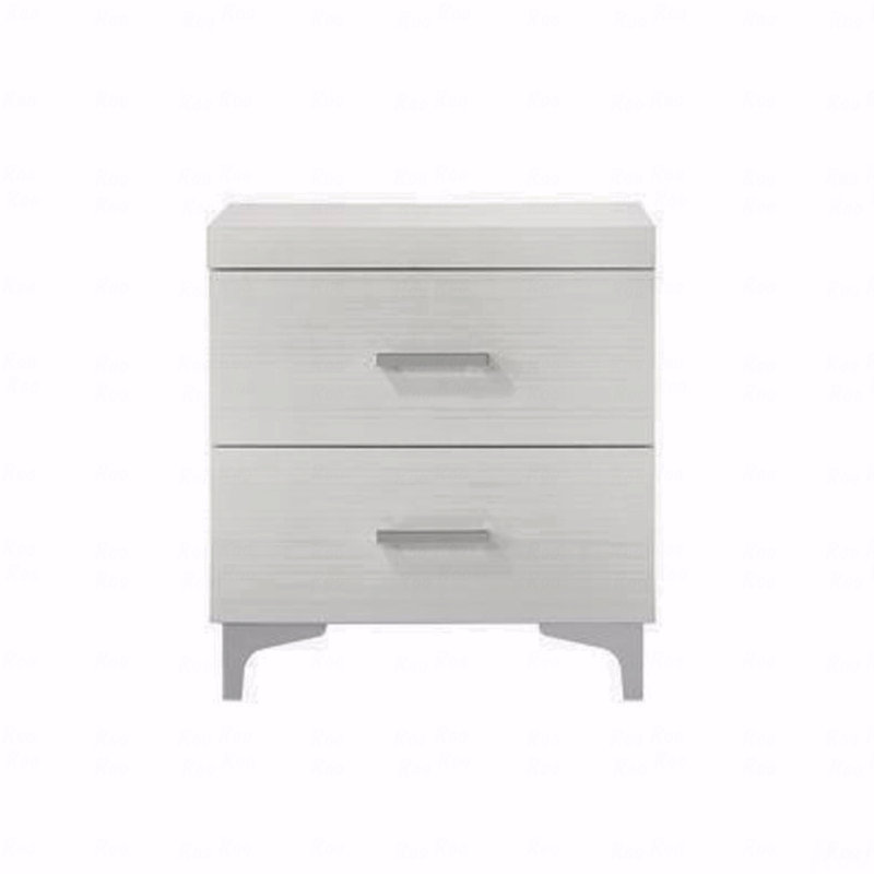 2-Drawers Bedroom Nightstand With Metal Legs