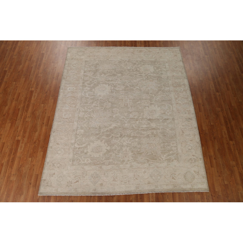 Tapis turc Oushak à motif végétal noué à la main 8 x 10