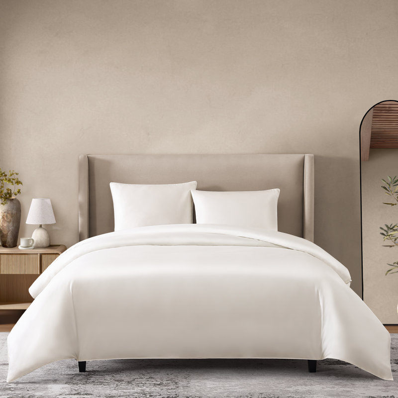 Silken Sateen TENCEL Duvet Cover Set , Ivory, Queen