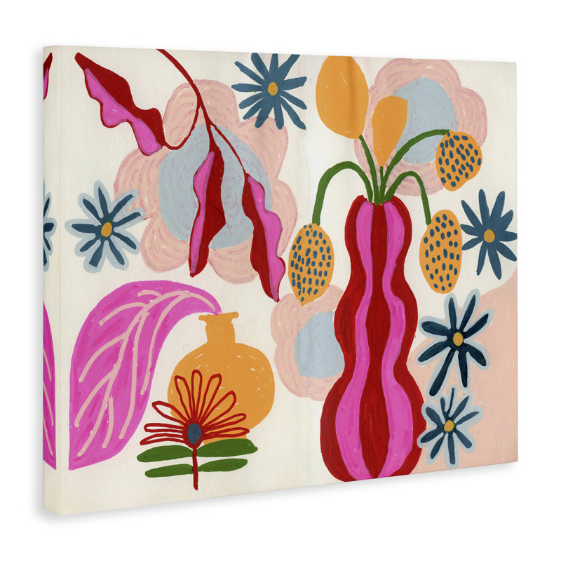 Toile de vases à fleurs éclectiques, design par Suzanne Allard, H 16 po x l 20 po