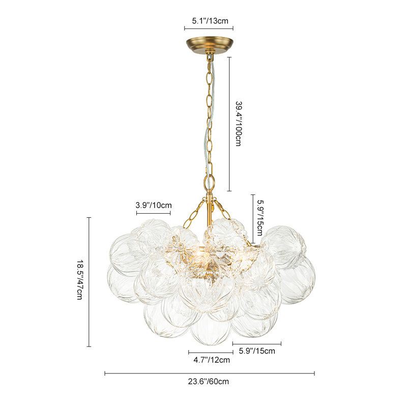 Macosh 3 - Light Textured Glass Bubble Chandelier