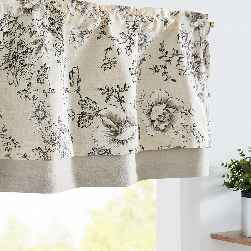 Cantonnière Daun, Noir / Beige, L 50 po x L 18 po