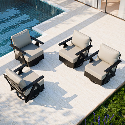 Chaises de patio pivotantes en aluminium avec coussins (ensemble de 4)