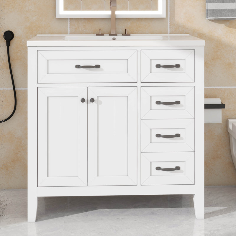 Ensemble de meuble-lavabo avec lavabo 36 po, Noir, Blanc