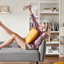 Causeuse moderne Batya avec table d'appoint mobile et assise en mousse confortable-1129445816