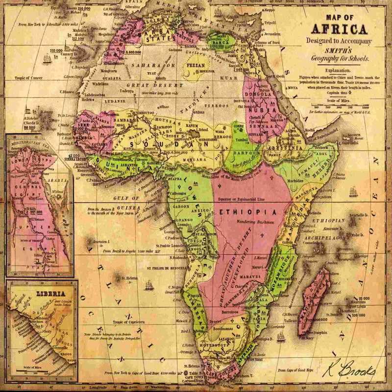 Carte de l'Afrique, impression sur toile tendue, H 12 po x l 12 po x P 1,25 po