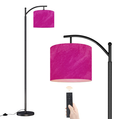 Arc Floor Lamp Hot Pink Grunge Magenta Purple Concrete Texture Floor Lamps with Remote LED Lights Adjustable Lamp Shades Tall Standing Lamps for Reading Office Living Room