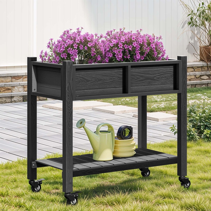 Outdoor Planter Box With Double-Layer, Black