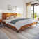 Georgina Solid Wood Platform Bed Frame with Headboard, Mid Century Geometric Pattern