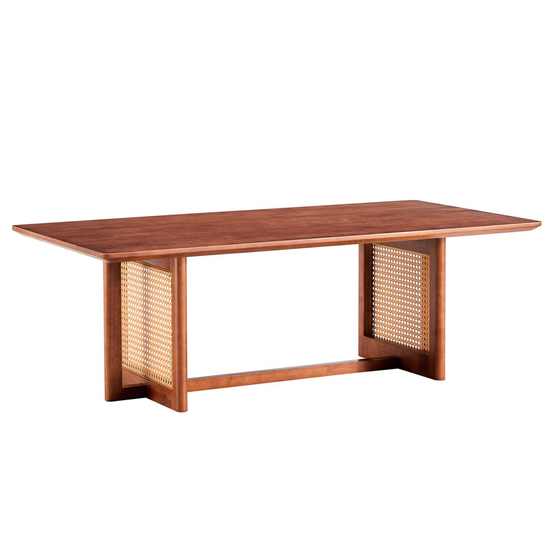 Small Solid Wood Tea Table With , In Rich Walnut Color Decorated Rectangular Coffee Table,