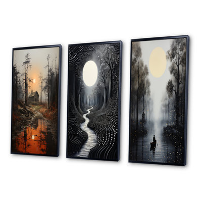 " Mystic Forest River Sunset " 3 - Pieces