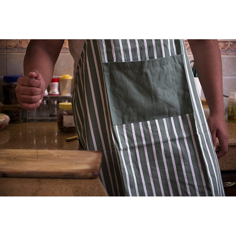 Striped Bib Apron, Green Striped
