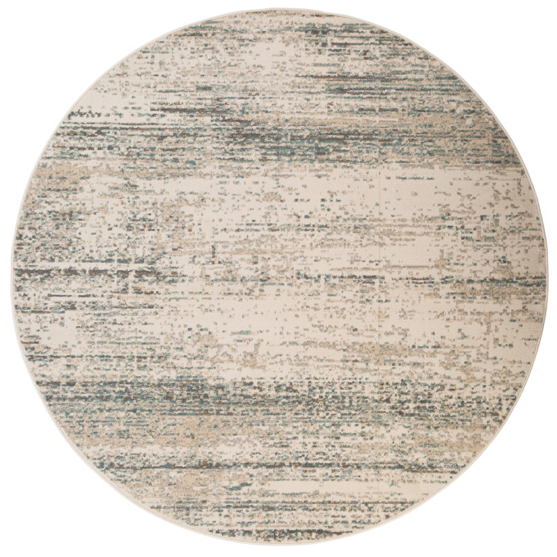 Tapis rond brun / ivoire Nemoha, Rond 7 pi 10 po