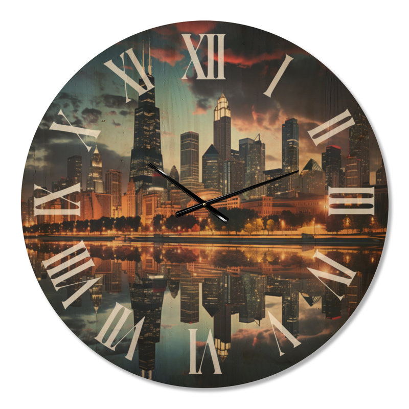 Horloge murale Chicago Cityscape II, Oversized