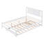 Lit plateforme double avec lit gigogne réglable, blanc-1036864088