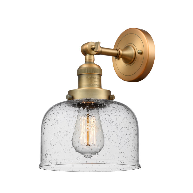 Bell - 1 Light 8" Sconce, 6 Watt Vinage LED Bulb, Seedy, Brushed Brass