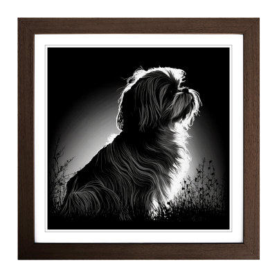 Shih Tzu Silhouette - Single Picture Frame Print on Wood
