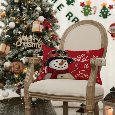 Housse de coussin Let It Snow Snowman Christmas, housse de coussin 12 x 20 pouces