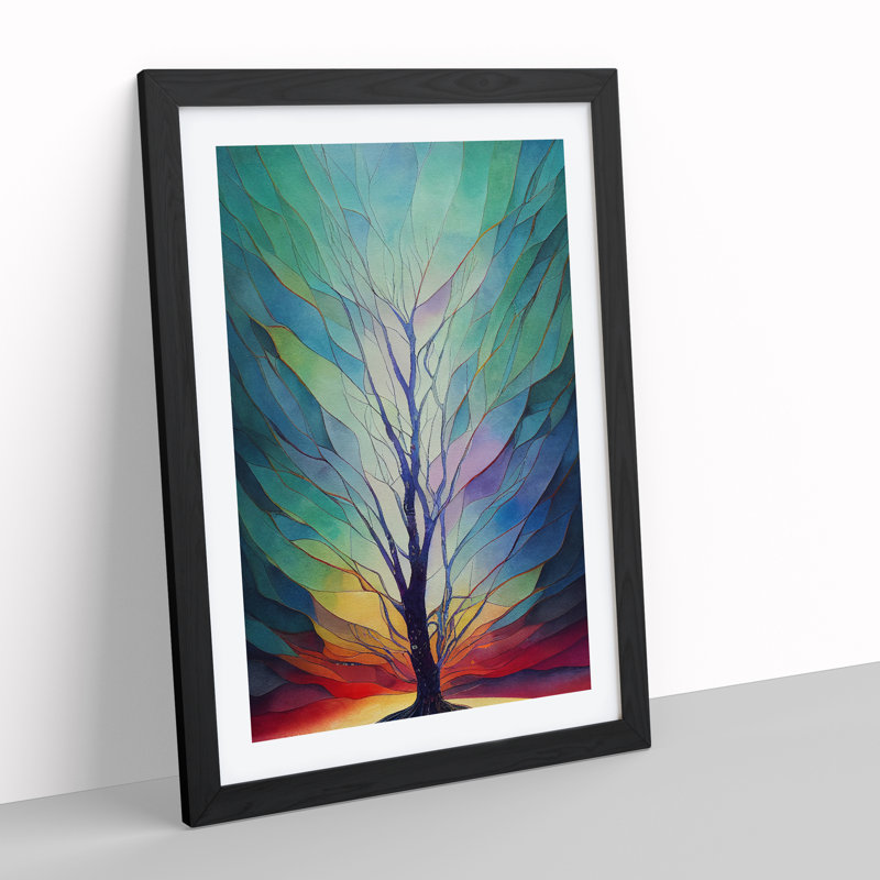 XV1022-4282X Sublime Tree No.2 Abstract - Print, White, 66cm H x 48cm W, Black Framed Paper