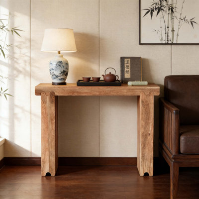 Console Table, Farmhouse Mango Wood Entryway Table, 45-Inch Thickened Sofa Table, Minimalist Narrow Console Table For Entryway Hallway Living Room, Ho