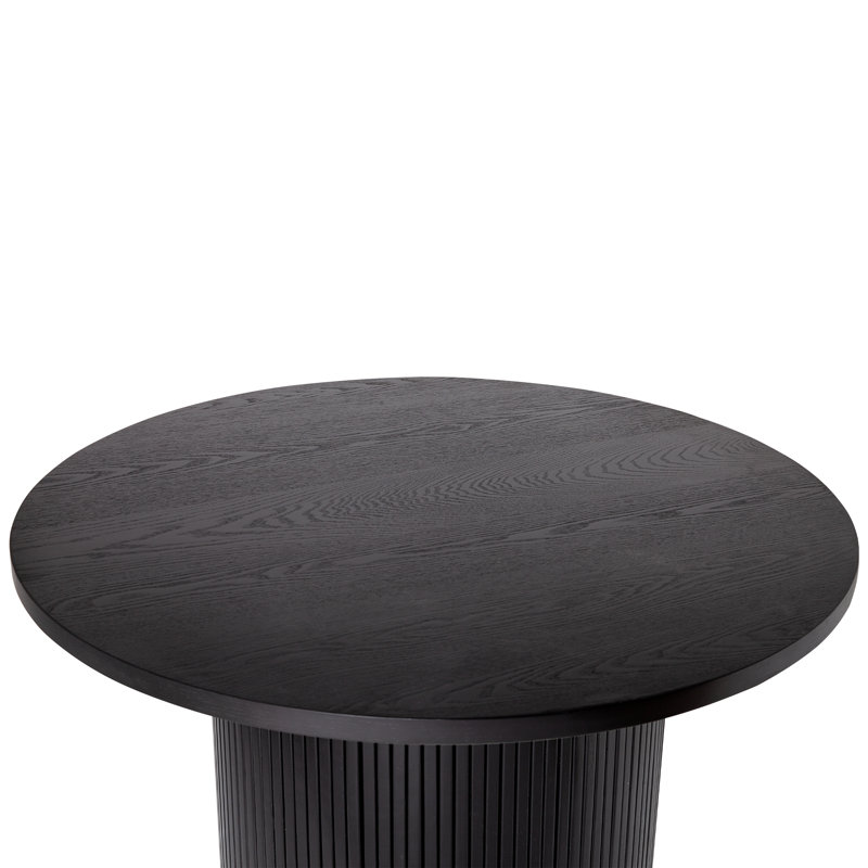 Table basse ronde en bois massif Ansel, Noir, H 17,7 po x L 35,43 po x l 35,43 po