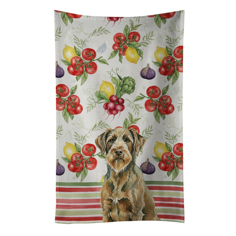 Chestnut Wirehaired Pointing Griffon Vegetables Kitchen Towel, Chestnut Wirehaired Pointing Griffon