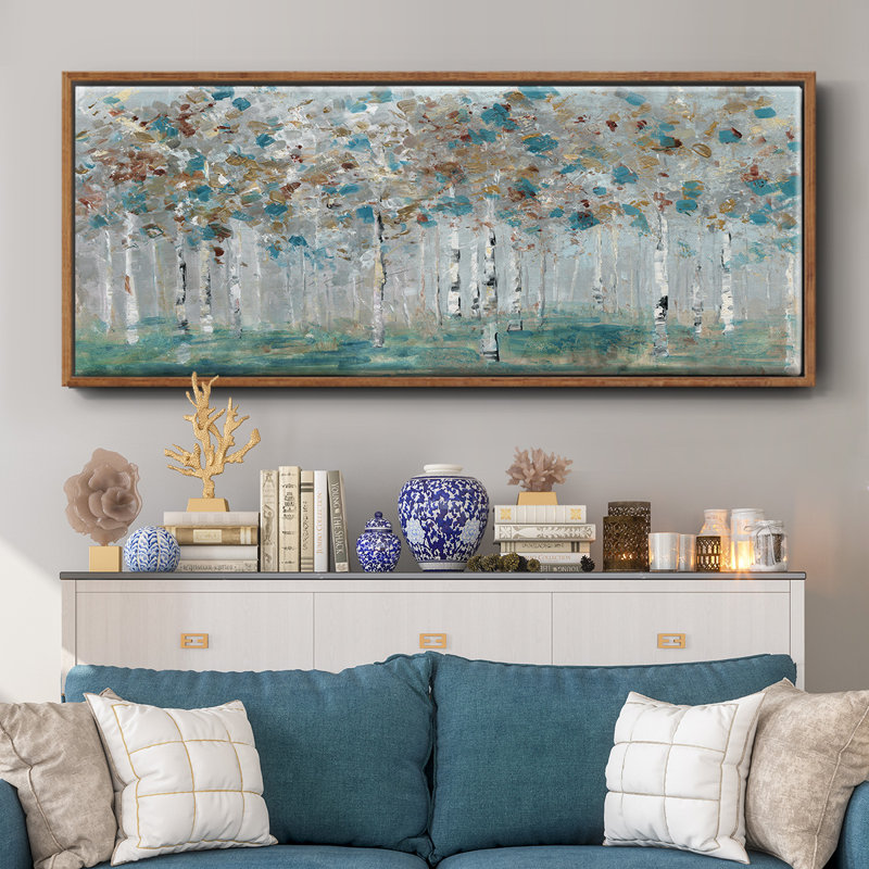 Teal Forest- Framed Canvas, 24" H x 60" W