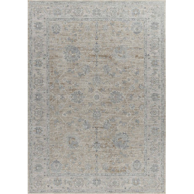 Rug Branch Safiya 5' x 8' (5'3" x 7'7") Gold/Beige Floral Medallion Area Rug, Traditional, Medium Pile, Stain-Resistant Carpet - Living Room, Bedroom, Dining Room, and Kitchen