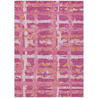 Tapis intérieur lavable rayé orange 5 pi x 8 pi