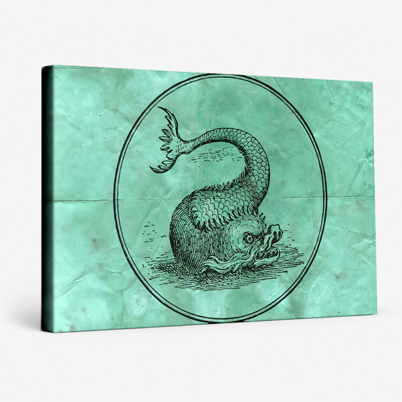 Sea Serpent Medallion - Landscape, art mural sur toile, 14" W x 11" H