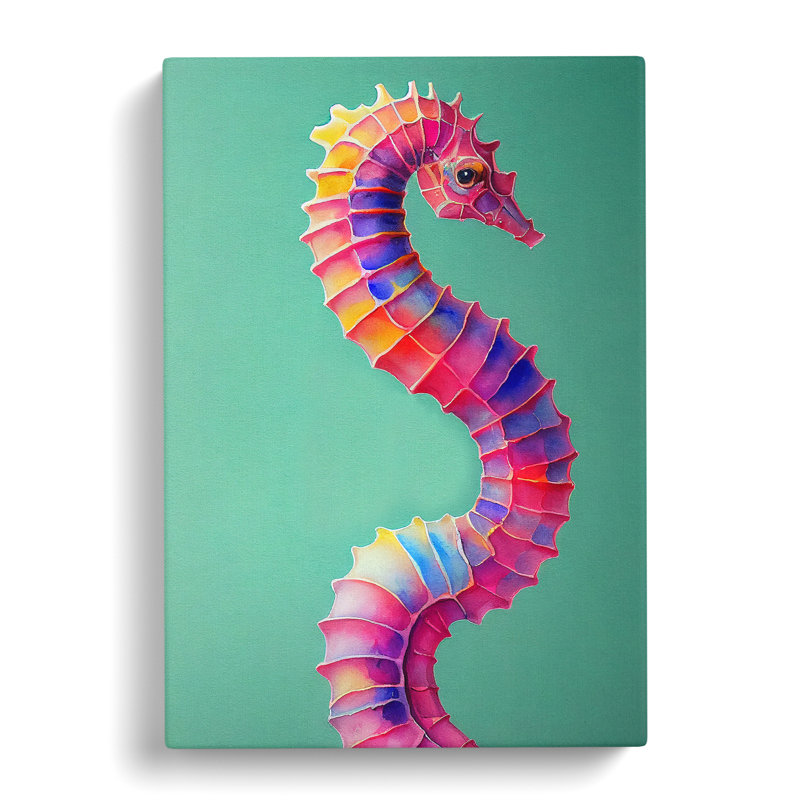 Seahorse In Colour No.3 - Wrapped Canvas, 60cm H x 40cm W x 3cm D