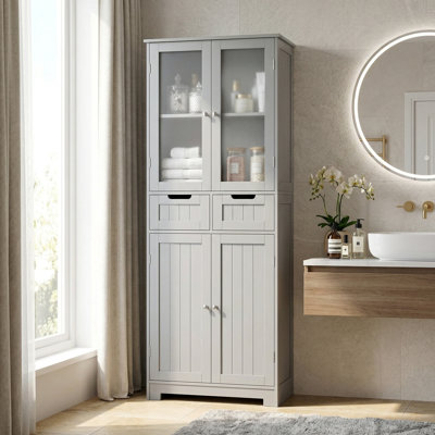 Hunsberger 23.6'' W x 67'' H x 11.8'' D Linen Cabinet with 2 Drawers