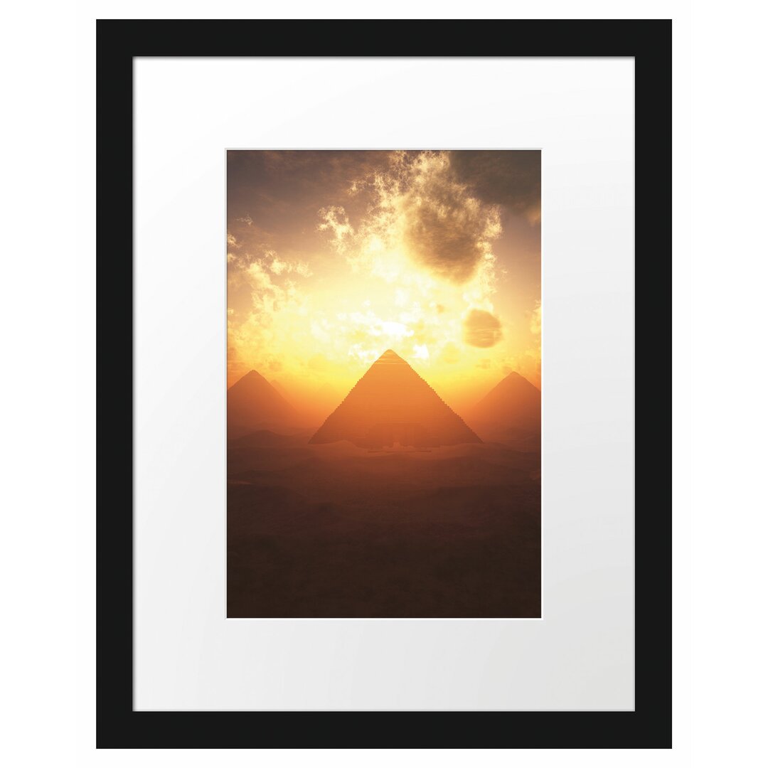 Gerahmtes Poster Pyramiden im Sonnenuntergang